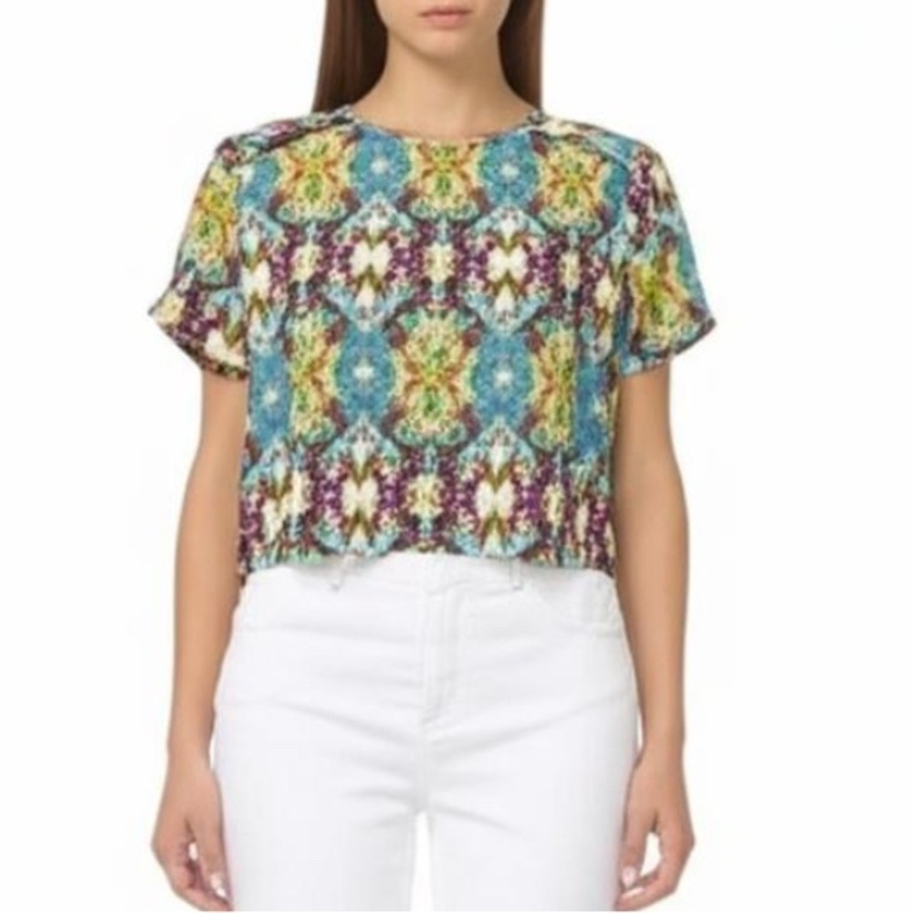 Forever 21 Vintage 90s Kaleidoscope Print Crop Top | Short Sleeve | Size S